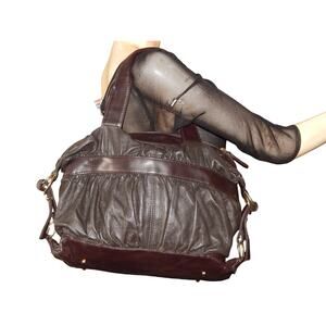 Desmo Brown Leather Handbag Satchel Tote Bag Made In Italy